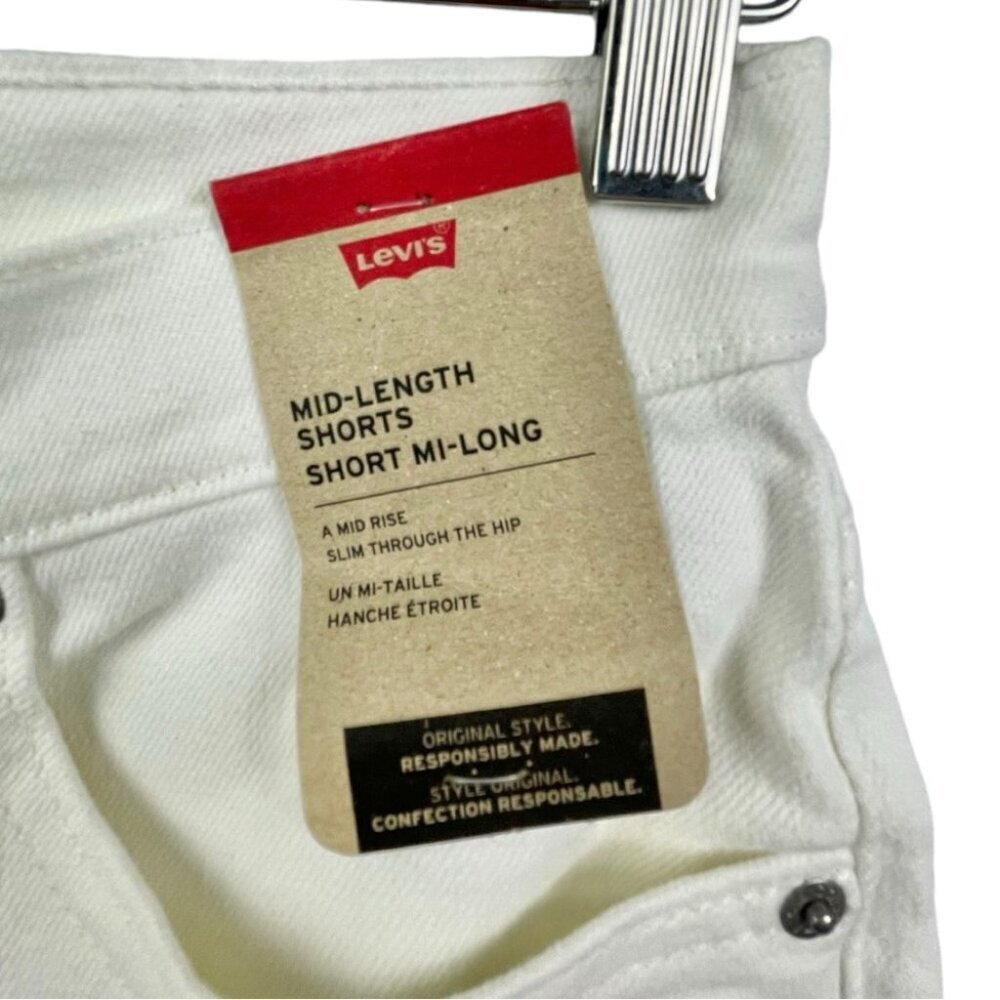 NEW Levi's White Mid-Length White Denim Shorts Size 27 - Picture 5 of 6
